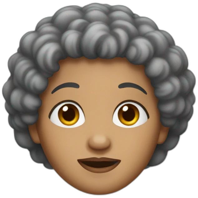 a brown grandma with black curly hair emoji
