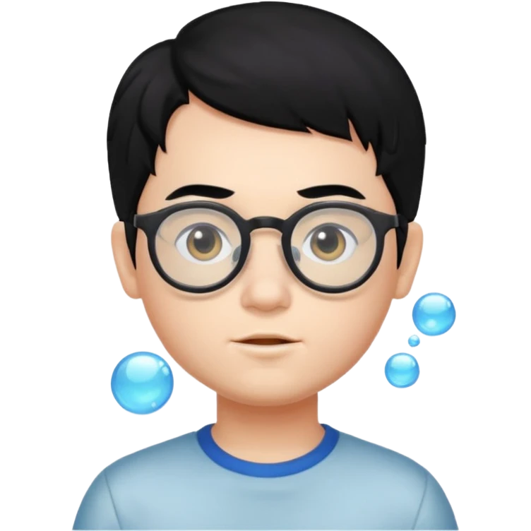 Bubble boy with black hair (Glasses only)  emoji