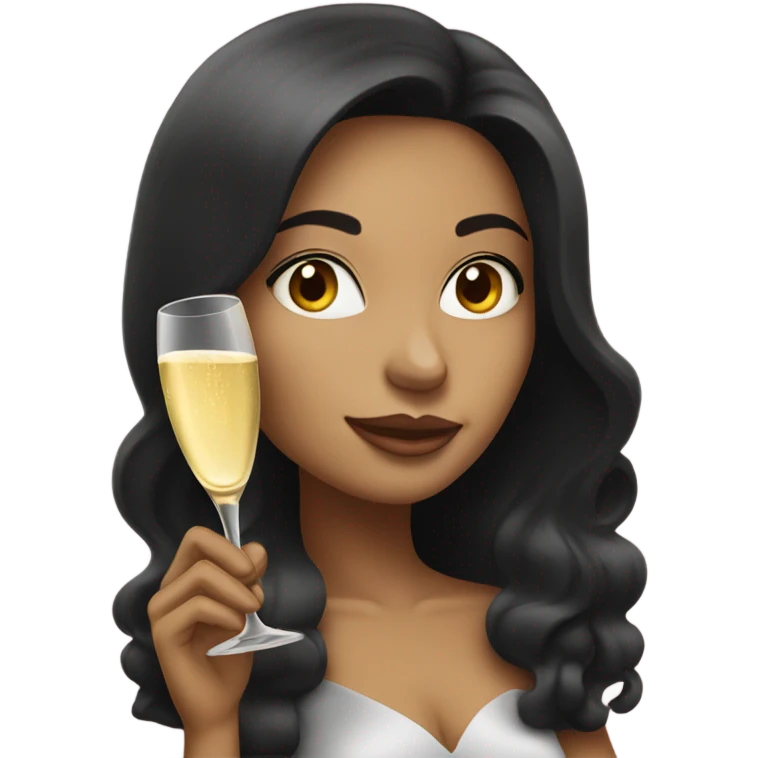 Dark hair lady drinking champagne  emoji