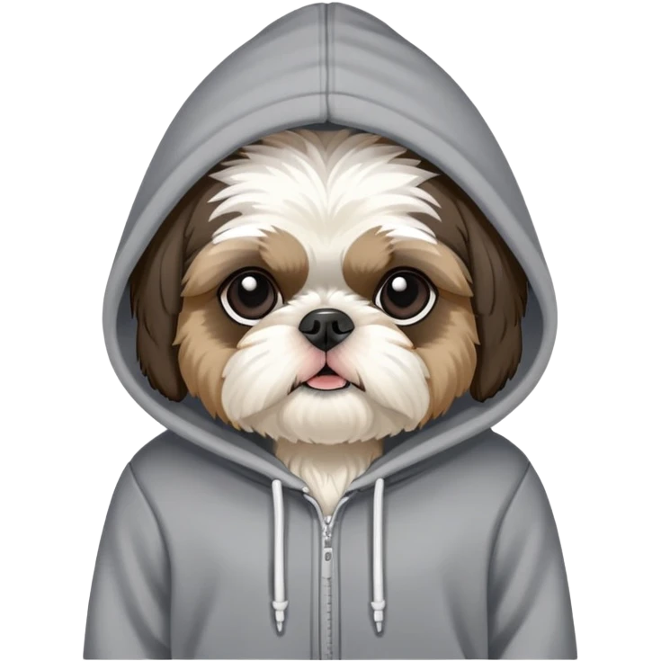 Black and white only colored Shih Tzu with hoodie￼ emoji
