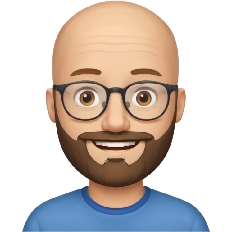 bearded bald man with eyeglasses emoji