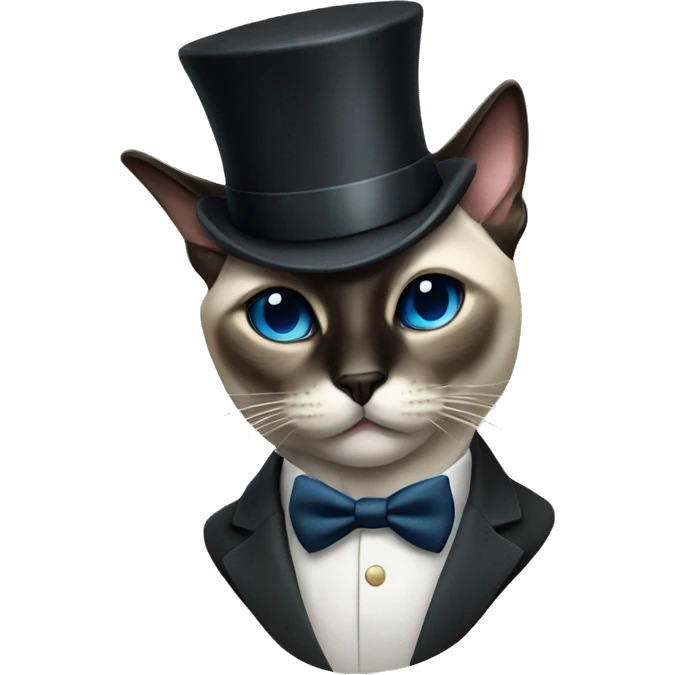 siamese cat with suit and tophat emoji