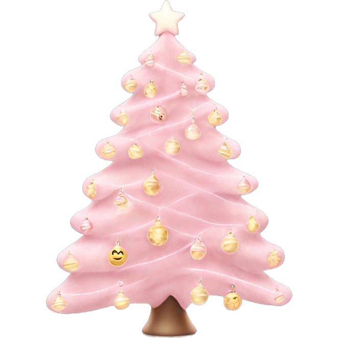 Light Pink Christmas tree with lights and ornaments emoji