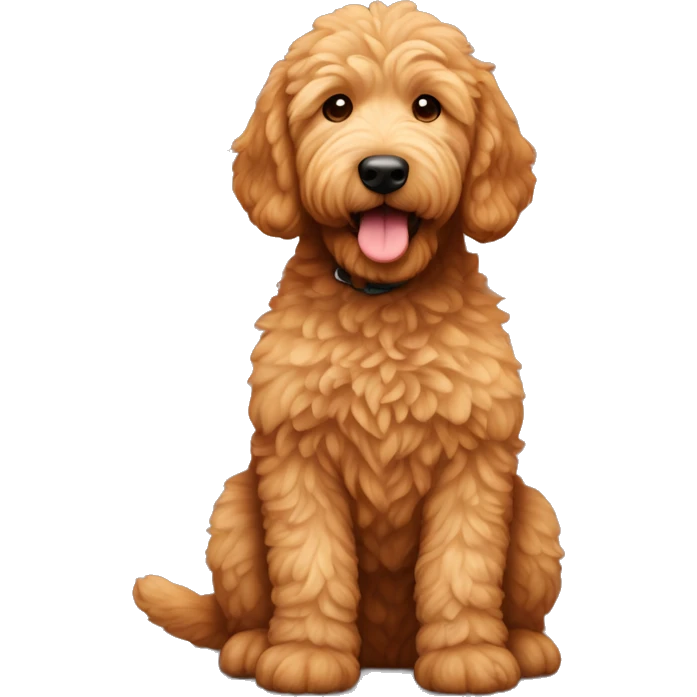 Ginger golden doodle. Baby. Full body sitting down. emoji
