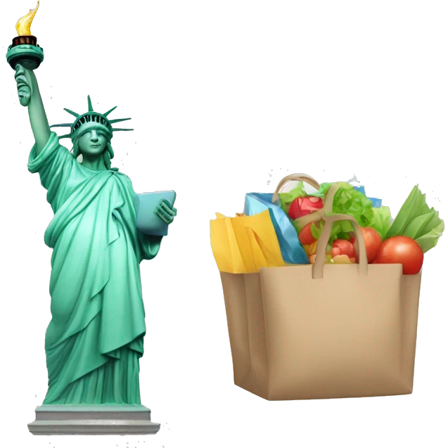statue of liberty holding shopping b emoji