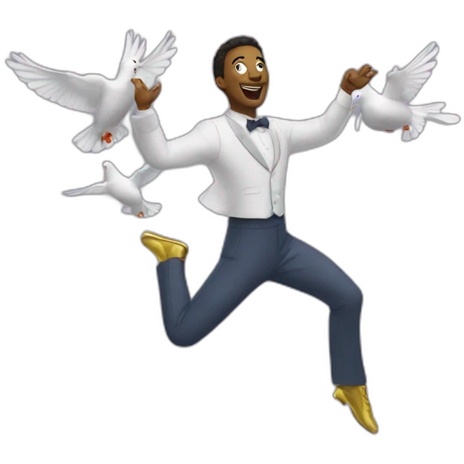 Victor qui danse avec les pigeons emoji