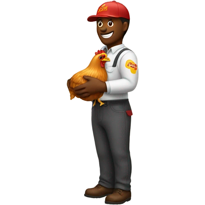 bojangles worker holding chicken leg emoji