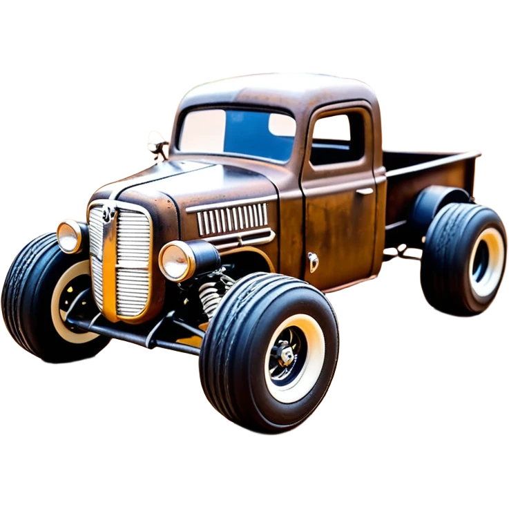 1:10 off-road lcg smoking rusting Arrma Traxxas Basher style Wednesday Adam’s 1954 blackened tarnished hotrod rat rod streamlined anime VW zombie extended cab rc bulging pickup (extra wide low-profile pin tires chrome wheels with fenders) emoji