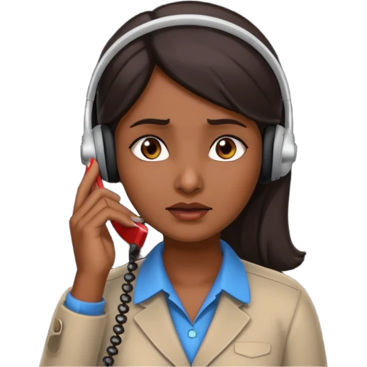 generate an indian female teacher calling. looking upset emoji
