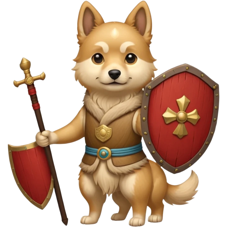 ancient chinese dog with only wooden shield emoji