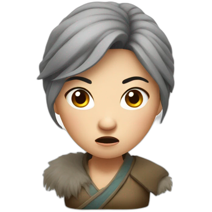 angry mongolian woman with a big head emoji