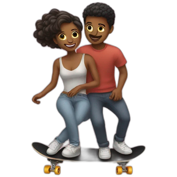 Two lovers on skateboard emoji