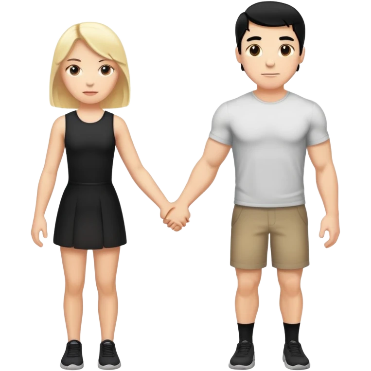Buff and Tall white man with black hair and shorter white girl with blonde hair holding hands emoji