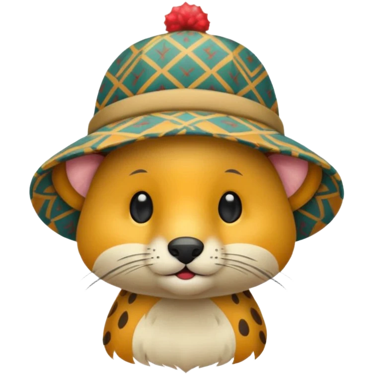 animal wearing patterned hat  emoji