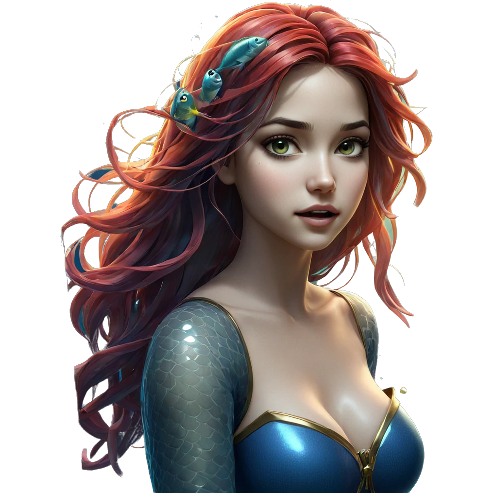 underwater girl with fish emoji