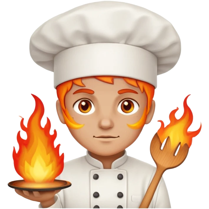 chef with blazing fire eyes, wearing chef hat emoji