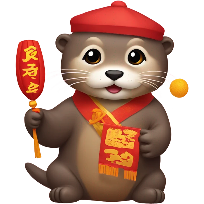Otters on Korean Lunar New Year emoji