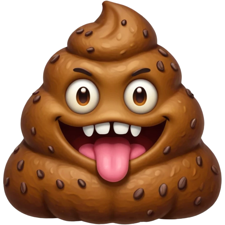 the poop monster eating poop with a mischievous grin emoji
