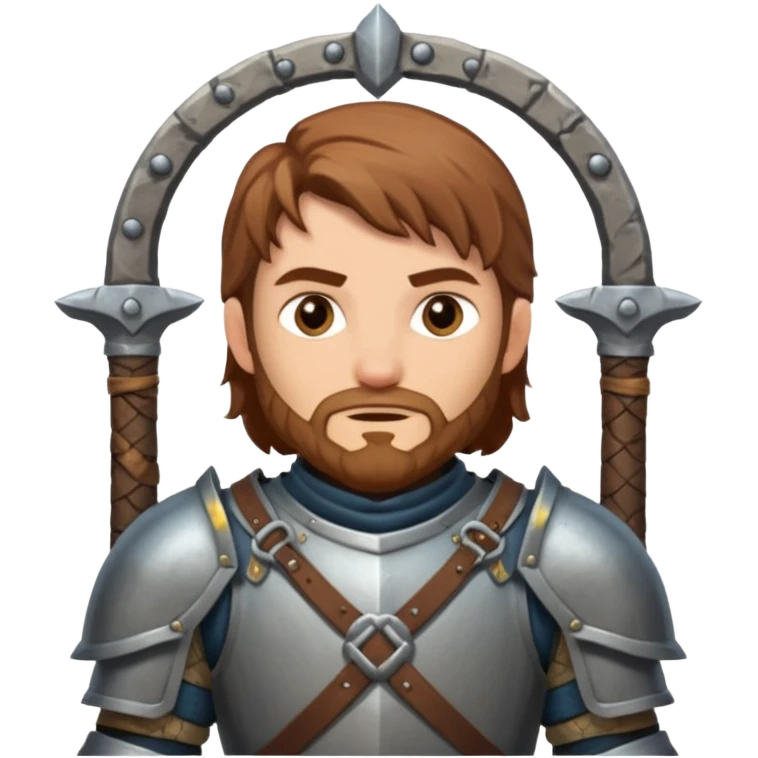 a medieval adventurer with a dungeons behind it emoji