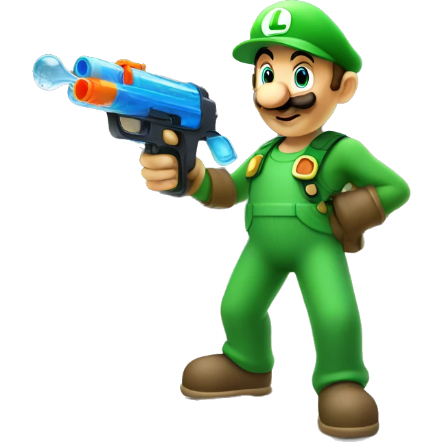 Luigi holding a water gun emoji