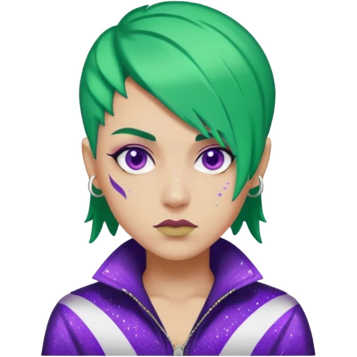 Glitter Purple and White Joker Gangster Green Hair emoji
