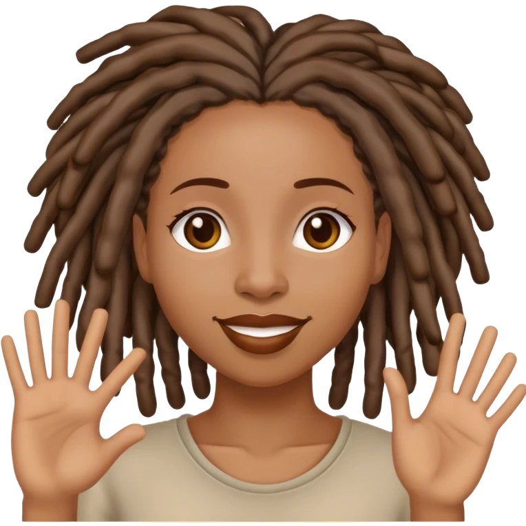 Black woman with locs saying hi emoji