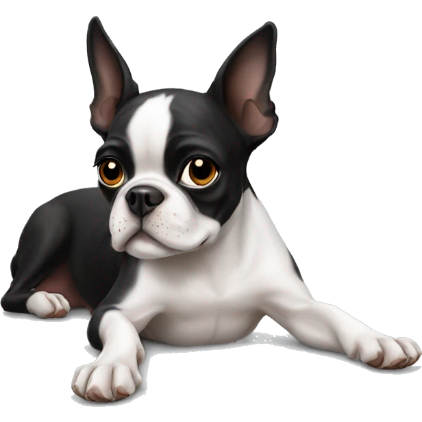 Boston terrier laying emoji