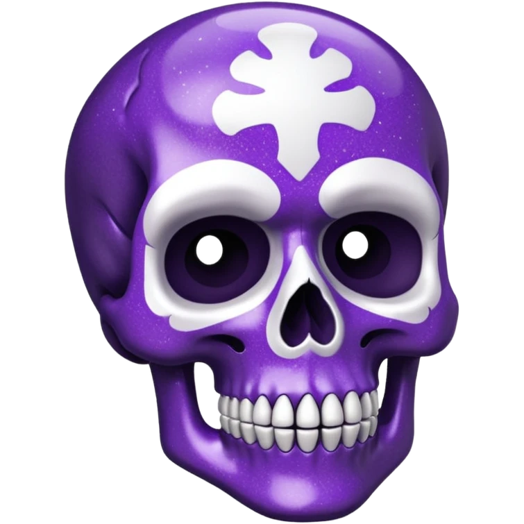 Glitter Purple and White Skull emoji