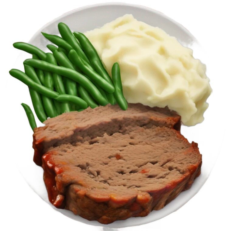 Meatloaf with mashed potatoes and green beans emoji