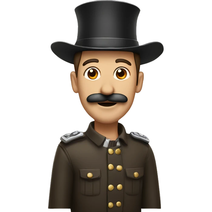 A guy with his hand in the air with a mustash and a general hat emoji