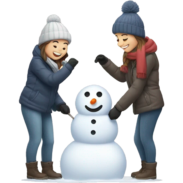Couple building a snowman emoji