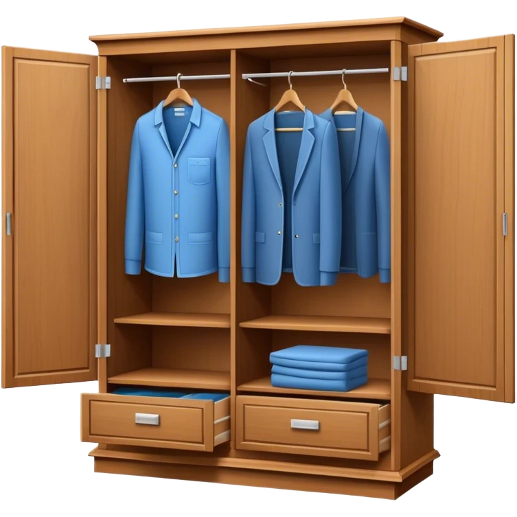 Icon for Furniture Design: a blueprint of a wardrobe without clothing inside, featuring a 3D installation with dimensions and a ruler or measuring tape. The icon should represent the detailed design and measurement process in furniture creation. Transparent background. emoji