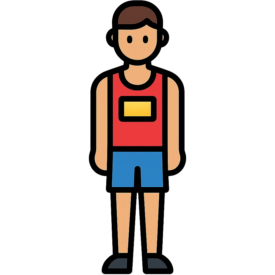 tall athlete standing in vest and shorts emoji