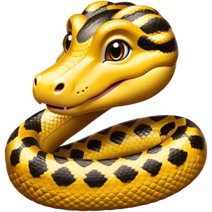 cinematic-cute-anaconda-portrait-emoji,-head-tilted-playfully-and-inquisitively,-with-a-sleek,-shimmering-body-adorned-with-detailed-scale-sriped patterns-and-round,-sparkling-eyes-full-of-wonder,-simplified-yet-irresistibly-adorable-features emoji