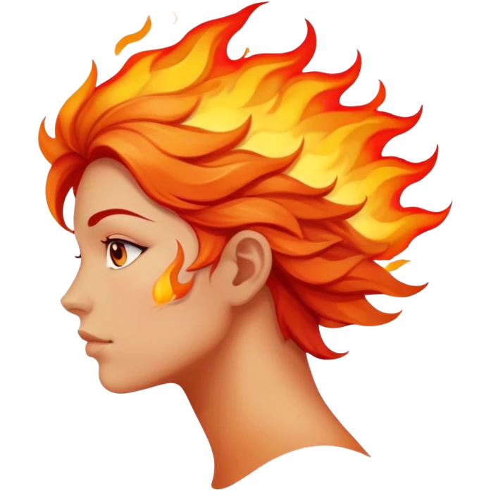 side profile model head with flame for hair emoji