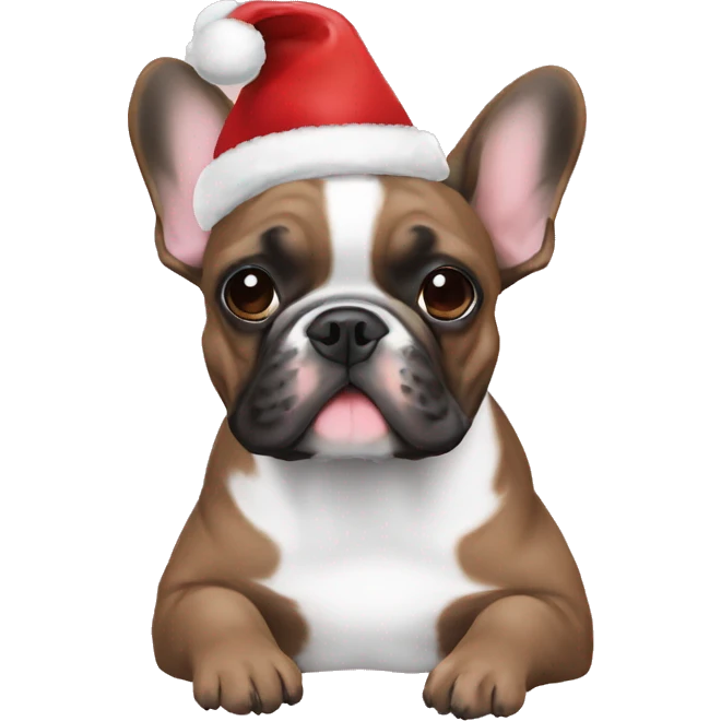 brindle frenchie christmas hat emoji