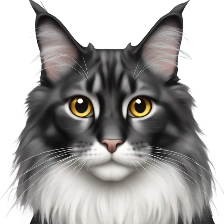 Black and white Maine coon cat emoji