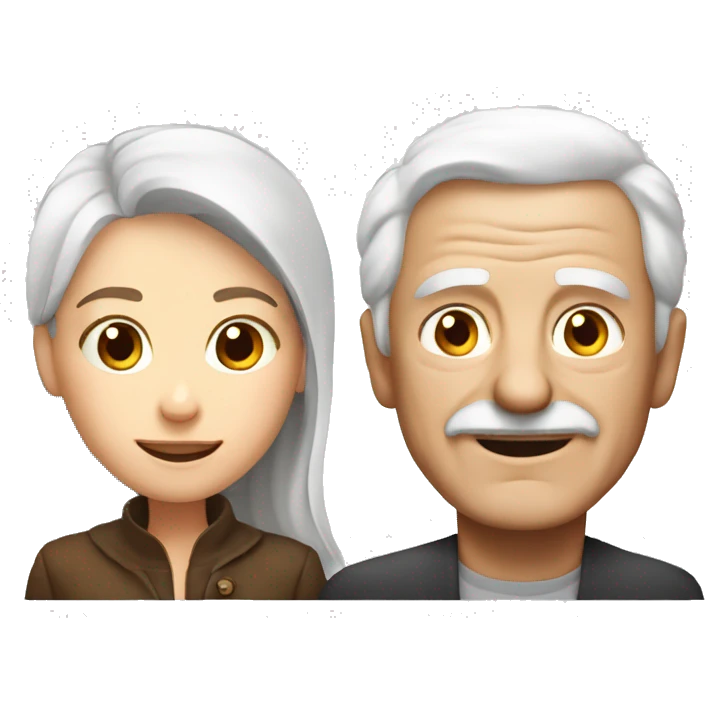 Old man with white hair and young lady with brown hair emoji