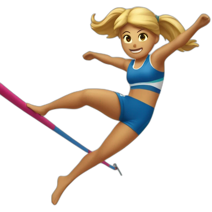 pole vault girl distanced legs jumping in beach volley uniform emoji