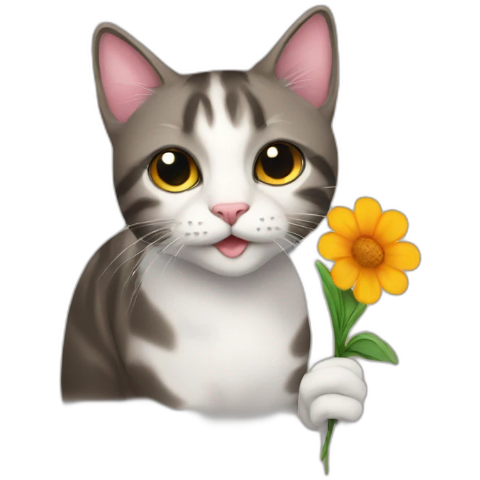a cat with a flower emoji