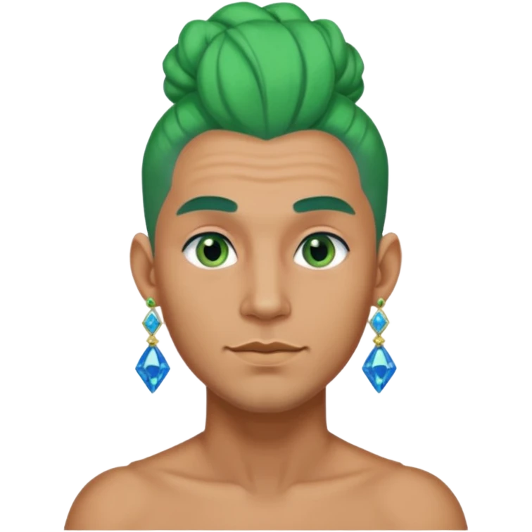 gem lover man with gem accessories excessive amount very big gem earrings green bun hair and bluediamonds  emoji