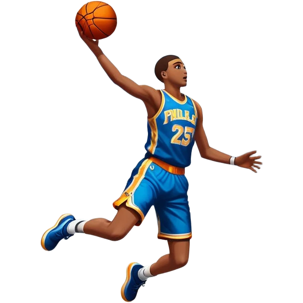 An icon featuring a basketball court with players in action, inspired by NBA 2K25. A player jumps for a dunk, with the ball mid-air. Bright lights illuminate the court, symbolizing the excitement of sports simulation games. Transparent background emphasizes the energy. emoji