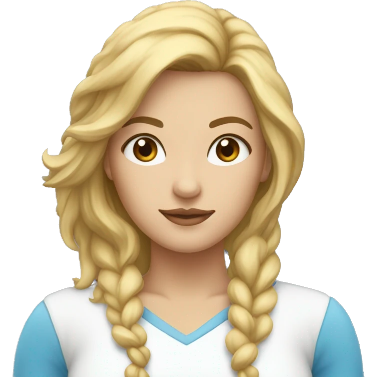 Mujer con el pelo rubio y ojos azules y ropa blanca emoji