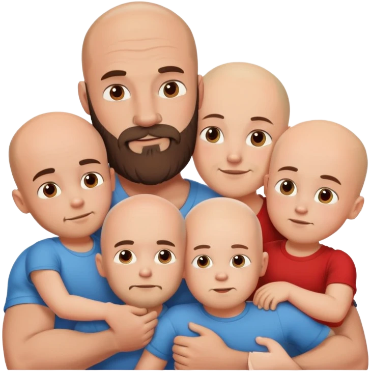 Muscular Bald man with a beard in love with his hot brunette wife and 3 sons emoji