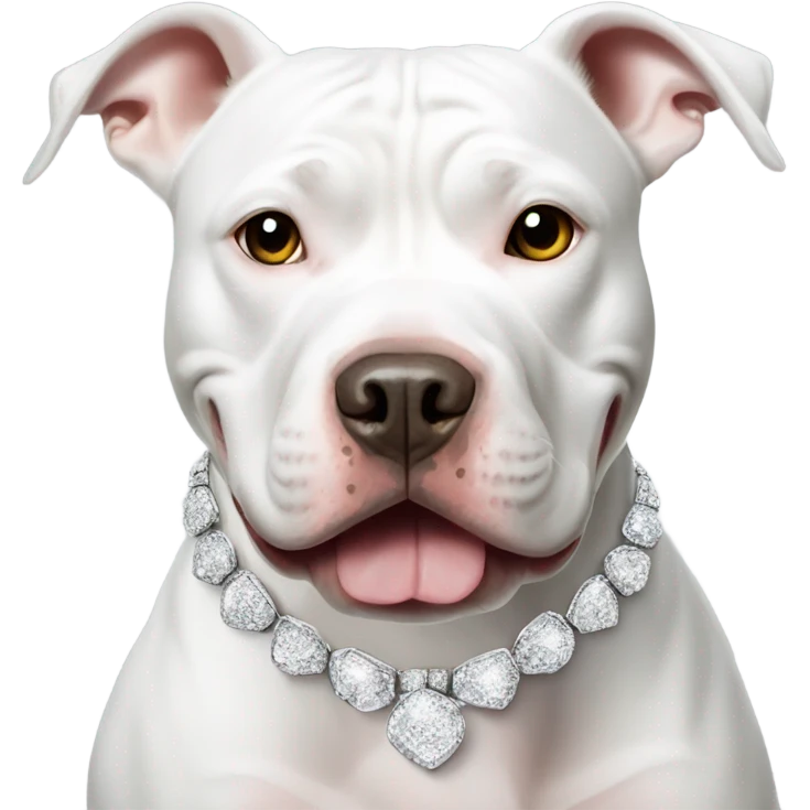 white pitbull with bling necklace and earrings emoji