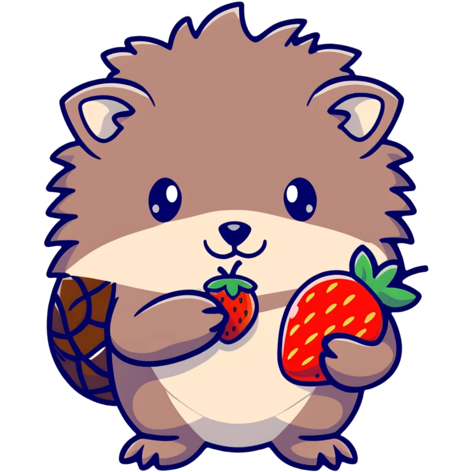 Hedgehog holding a strawberry emoji