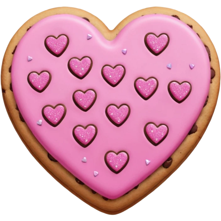 Heart cookie with pink chips with glitter emoji