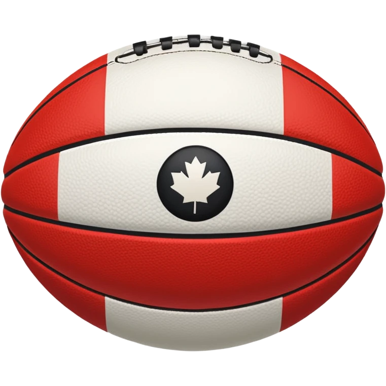 australian rules football ball with equal sized horizontal red, white, black stripes emoji