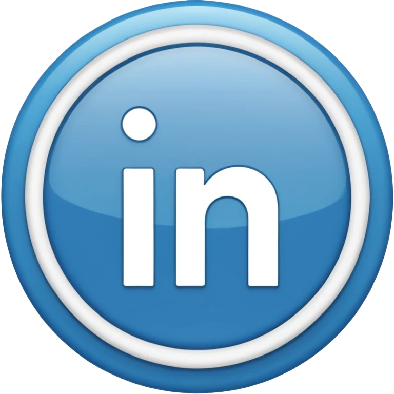LinkedIn symbol, blue and white, no text, circular or square, friendly and digital, emoji style emoji