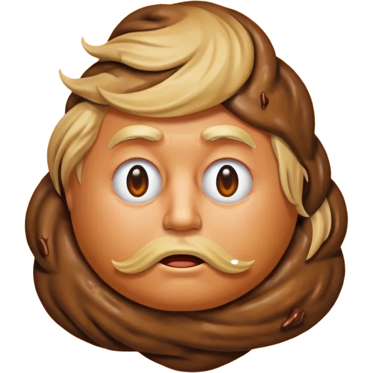 the poop emogi, a pile of poop in trumps image   none of those are what i want  i want the poop emogi with trumps face renbdered in poop, with an orange cast, and his wig on top nope emoji